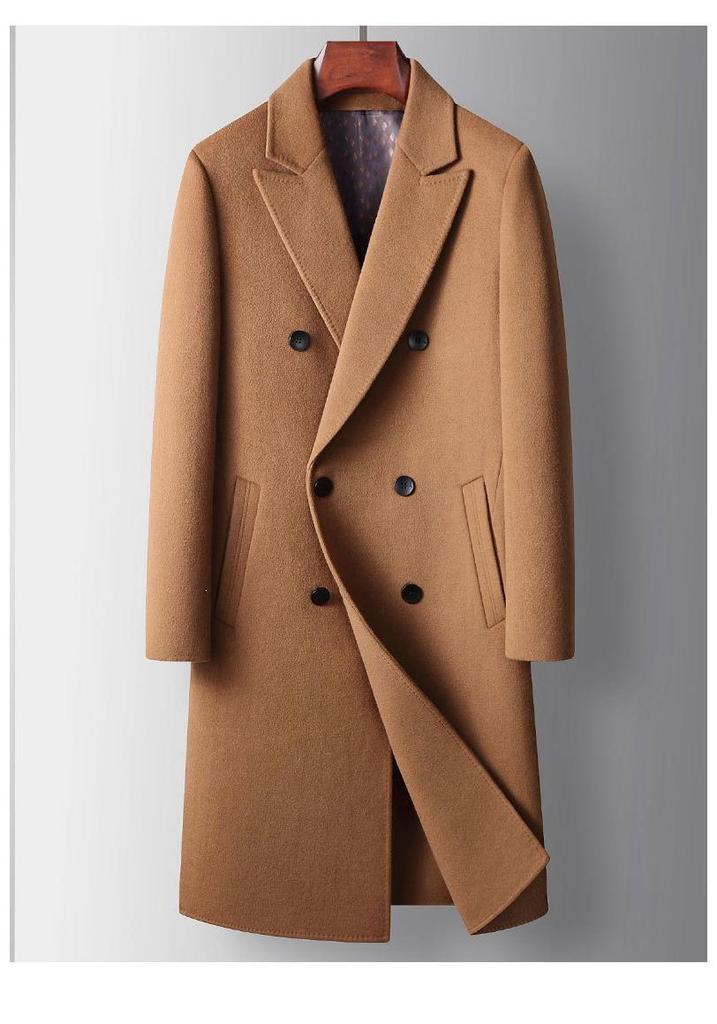Cappotto di Lana Doppiopetto da Uomo di Media Lunghezza con Collo da Abito - Collezione Autunno/Inverno 2025