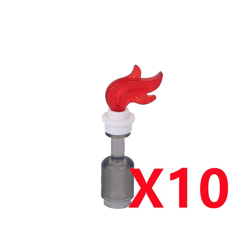 MOC Building Blocks Bonfire Flame Medieval Wine Bottle Accessories Set Candlestick Model Mini Brick Compatible Toy Gift DIY X019