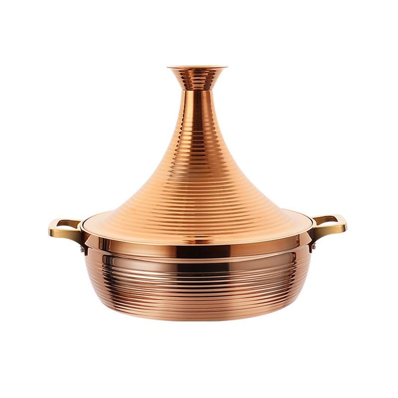 

New Style Kitchenware Multi-functional Commercial Pot Induction Gas Bottom Stainless Steel Non-stick Hot Pot Moroccan Tajine Pot 5L