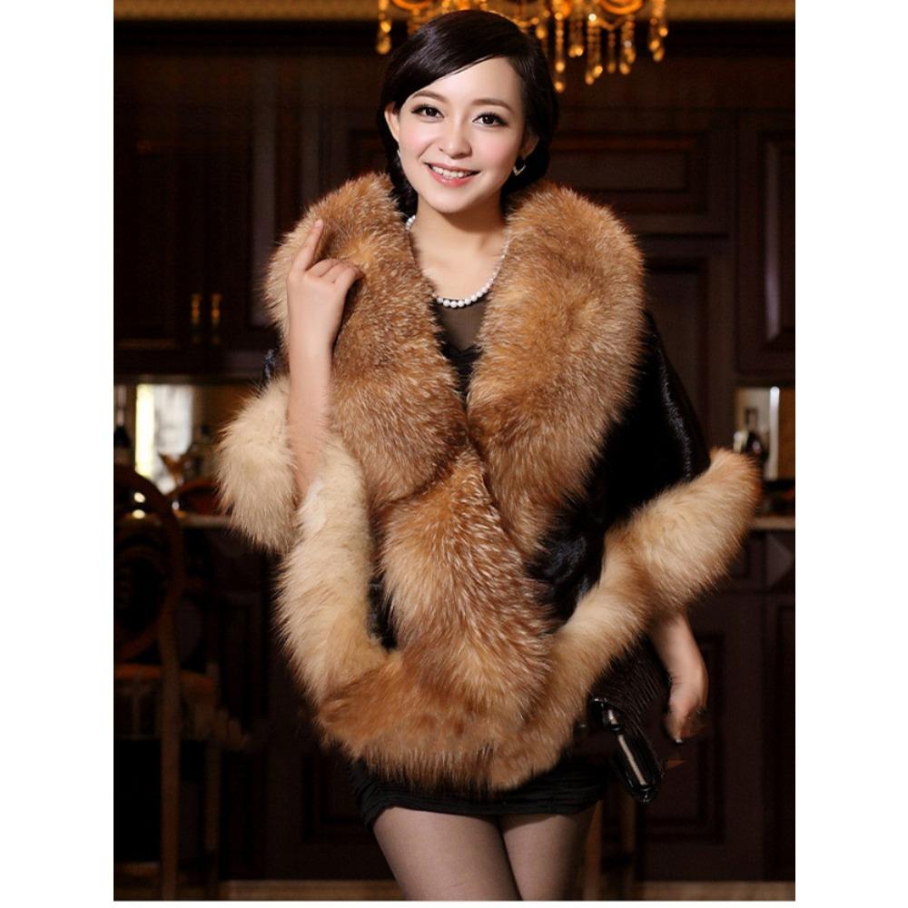Brand New Fur Women's Shawl Cape Eco-friendly Mink Fox Fur Mink Coat