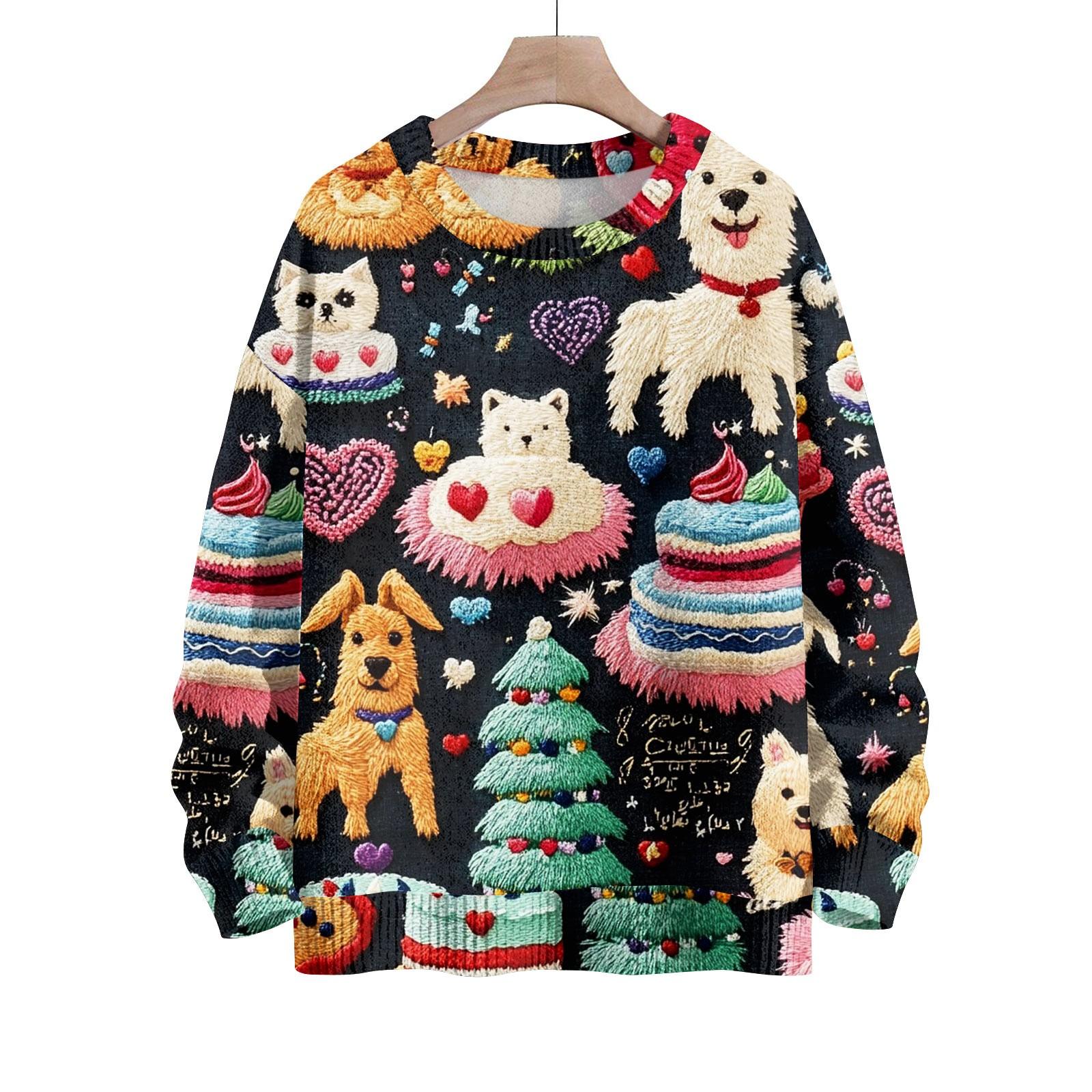 

Детский модный свитер с круглым вырезом и длинным рукавом для мальчиков и девочек, вязаный свитер с милым принтом 100 чёрный