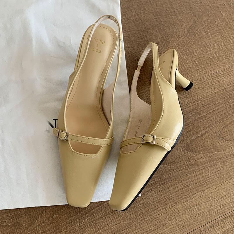 Fashion Female Shallow Footwear Slip On Pumps Women Heeled Shoes Fashion Medium Heels Shoes For Ladies 2025 New Summer Spring