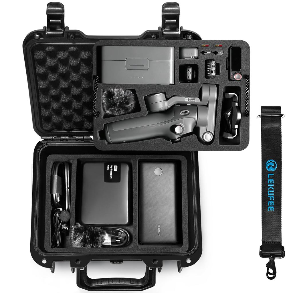 Lekufee Portable Waterproof Hard Case for DJI Osmo Mobile 8 7P 7 Gimbal Stabilizer Mic 3 2 Mini IP67 EVA Travel Carrying
