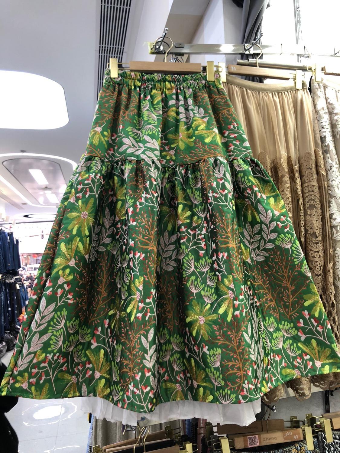 

Юбка-зонтик из жаккарда с рельефным узором Sweet wind heavy industry, покрывающая мясо и показывающая худобу, модная юбка-фонарик, уменьшающая возраст one size fits all