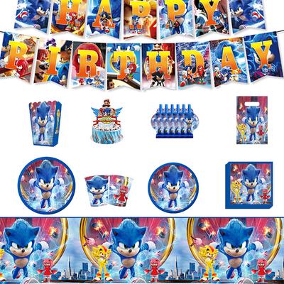 Sonic Party Supplies Disposable Cutlery Paper Plates Paper Cups Tissue Girls Birthday Party Decorations
