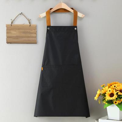 Solid Color Kitchen Apron with Dual Pockets Waterproof Oil-proof Adjustable Breathable Men Women Chef Cooking Baking Bib Apron