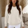 Women's Fashionable Casual Knitted Top Loose-Fit Solid-Colour Long-Sleeved Jumper