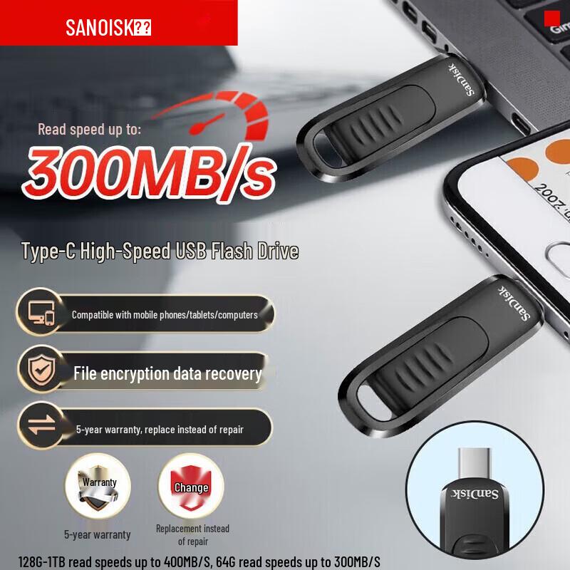 

SanDisk 128GB USB3.2 Type-C Flash Drive CZ480