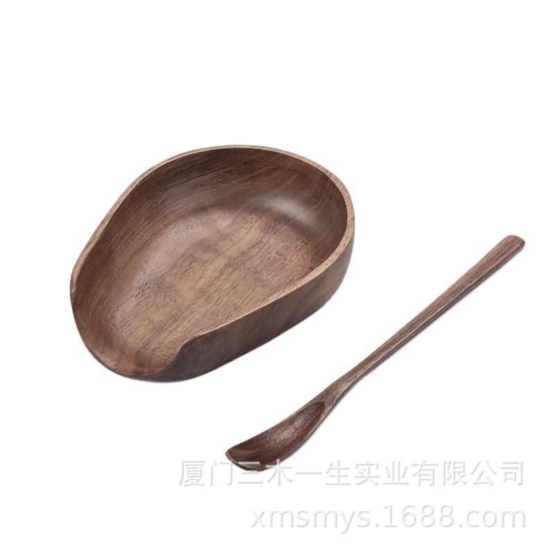 Black Walnut Wood Tea Scoop & Caddy Set - Zen Kung Fu Tea Stirrer and Set