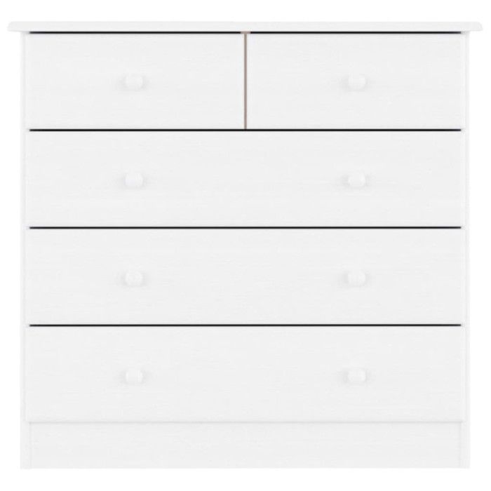 Chest of Drawers - ALTA - White - Solid Pine Wood - 5 Drawers - 77x35x73 Cm