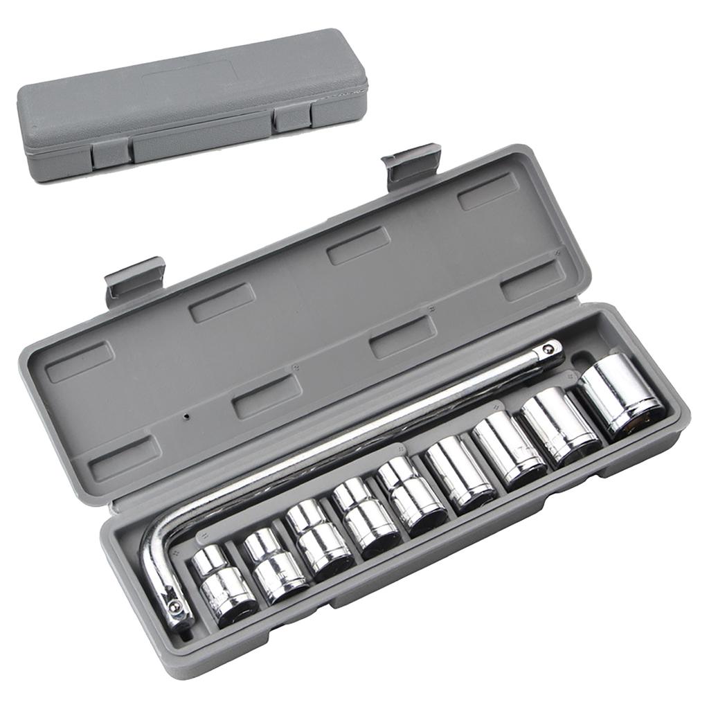 10Pcs Wrench Socket Set Auto Repair Mechanical Tool Kit Hardware 8?24mm with Gray Box