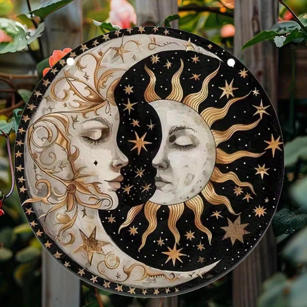 [Rustic Round Wall Decor] Sun and Moon Sign, Round Wall Decor, Classic Style,  Room Decoration, Mother's Day Gift