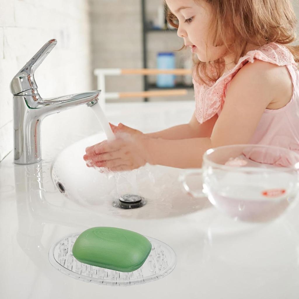 Plastic Soap Dish 2 Pack Clear Soap Dish for Bar Soap with Holes Soap Savers Soap Sponge Holder for Kitchen Bathroom Shower Counter 4.5 x 3 x 0.7