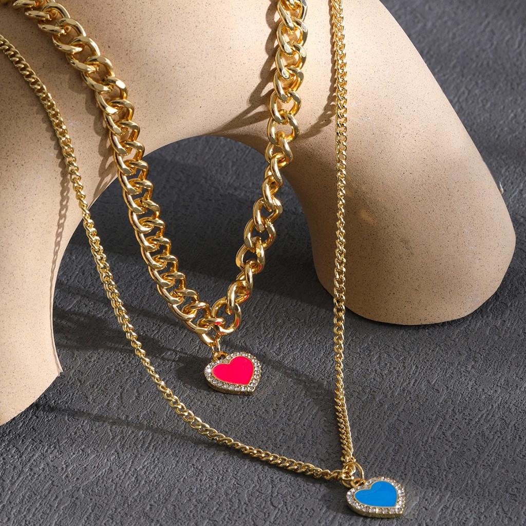 Elegant Multi-layer Heart Shaped Necklace For Women Chic Alloy Jewelry For Stylish Looks