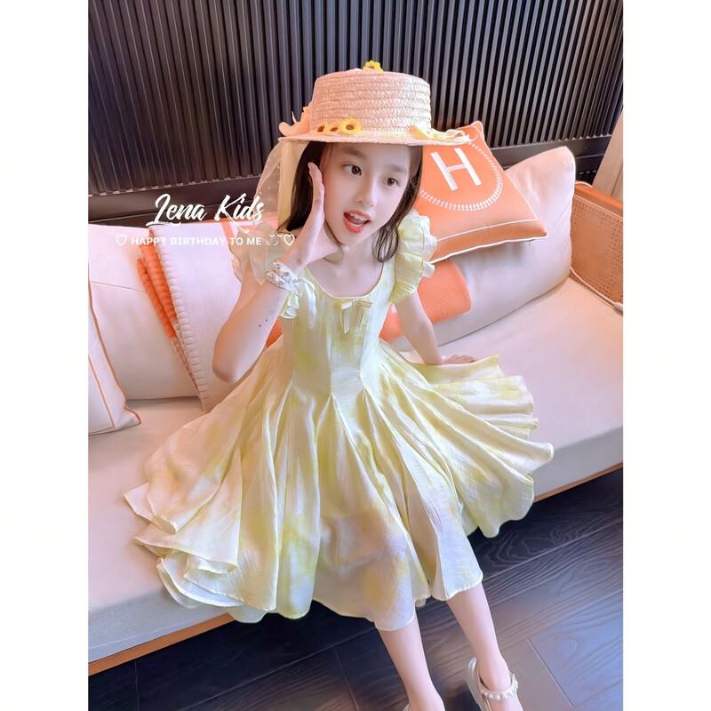 

LENAKIDS Girls Bright Yellow Princess Dress 100