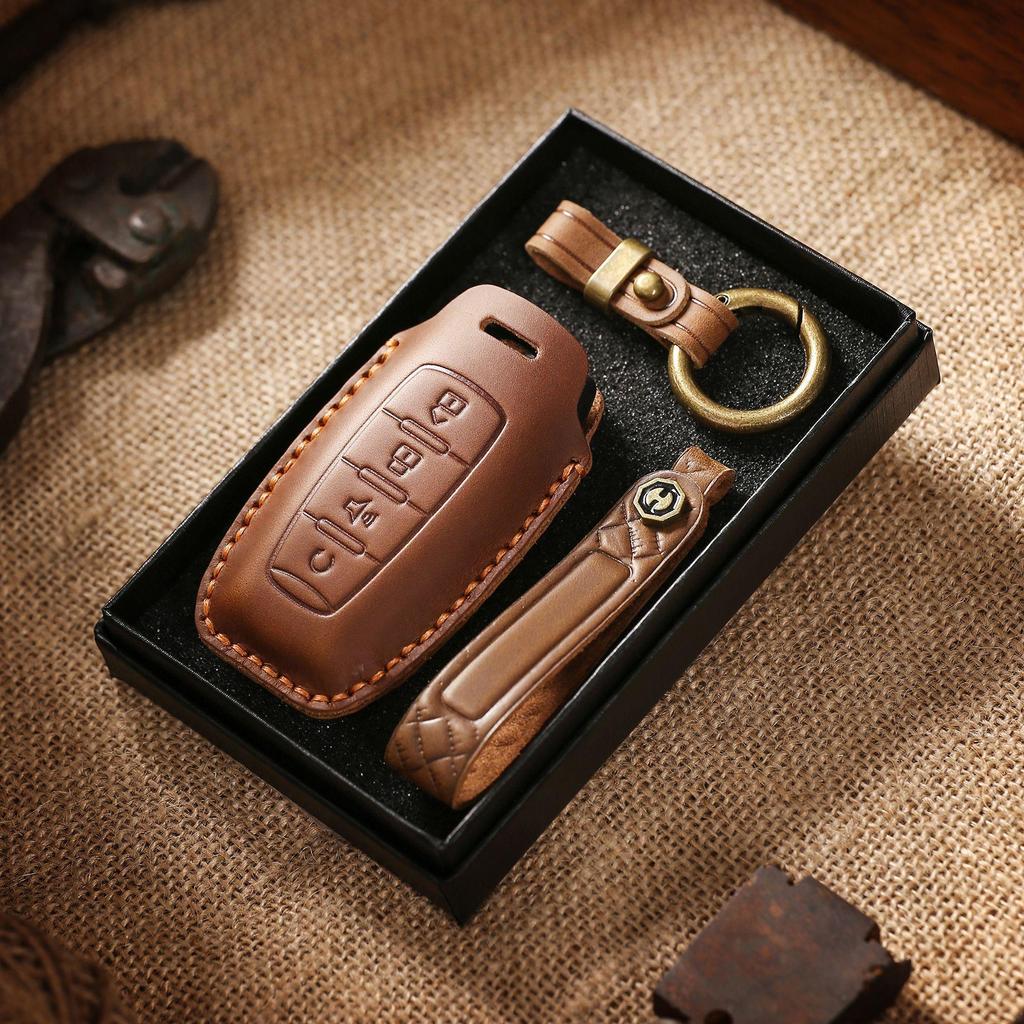 Handmade Leather Retro Key Cover for Haval H6S, H9, M6, First Love, Big Dog, Great Wall Cannon