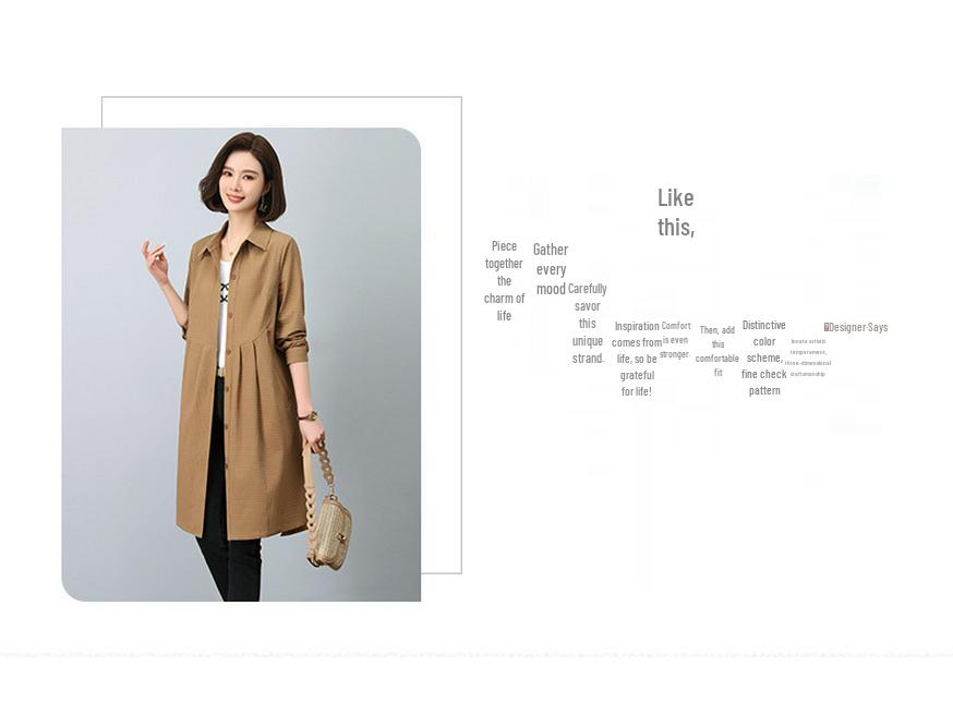 2024 Women's Mid-Length Trench Coat: Chic Spring & Autumn Fashion for Mature Women