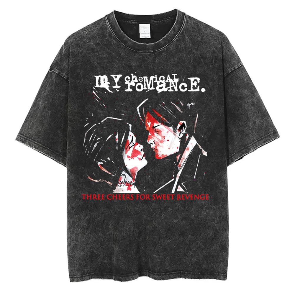 Washed Vintage My Chemical Romance Three Cheers for Sweet Revenge Album Graphic T Shirts Men Women Retro Punk Emo Rock Tshirts