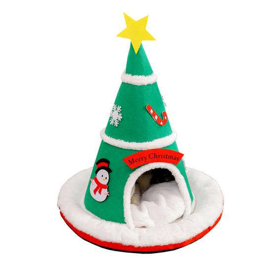 Christmas Hat Pet House Autumn Winter Warm Indoor Dog Cat Bed Cave Plush Kitten Puppy Sleeping Nest Tent Pet Supplies