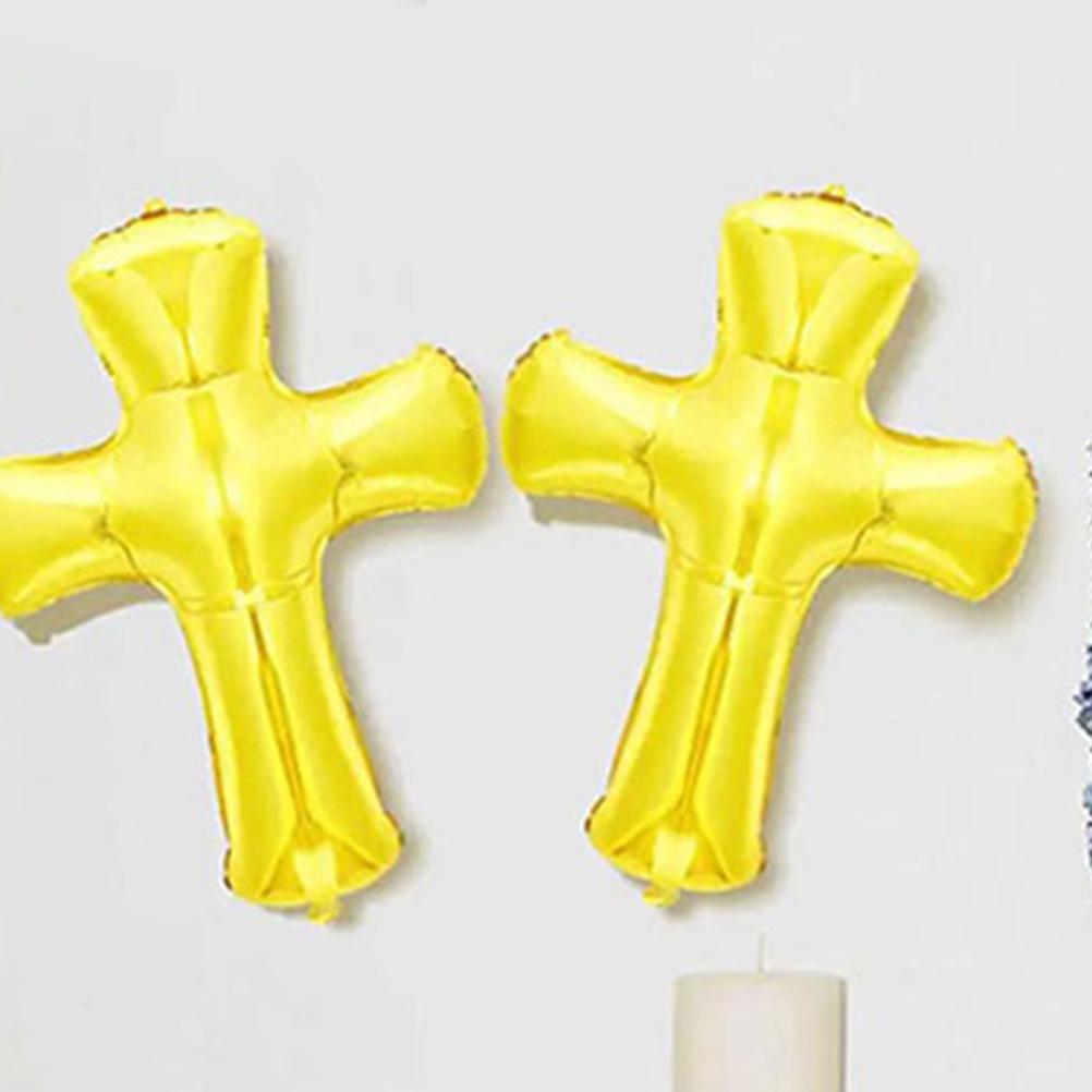 8Pcs Cross Shape Baptism Balloons Aluminum Foil Baby Shower Christening Decoration Party Balloon Prop Cross Shape Balloon