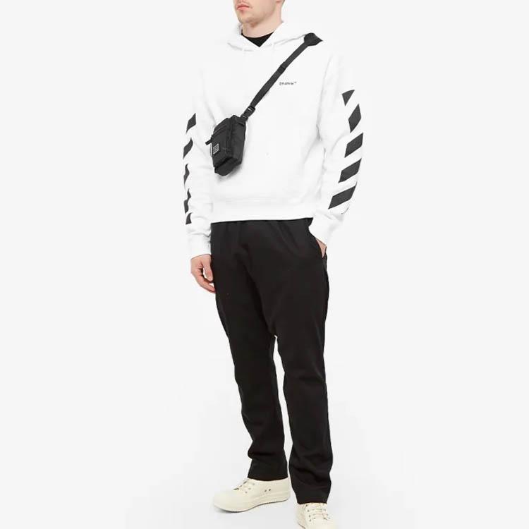 Off-White Drag Helvetica Oversize Hoodie Weiß/Schwarz Herren Tops OMBB037C99FLE0010110