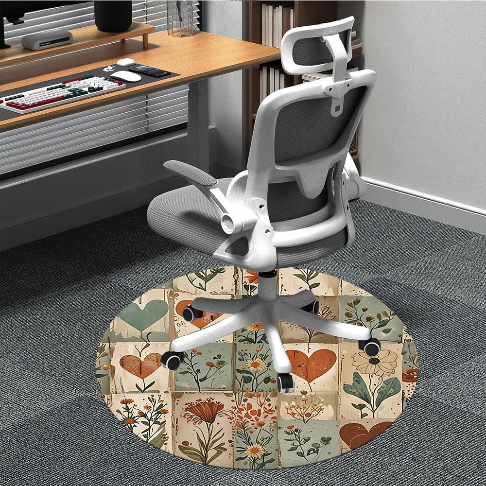 

1pc Floral Hearts Office Round Area Rug, Indoor Mat Suitable ForOffice, Under Office Chairs Bedroom Living Room Home Decor, Room Decot061 80cm by 80cm