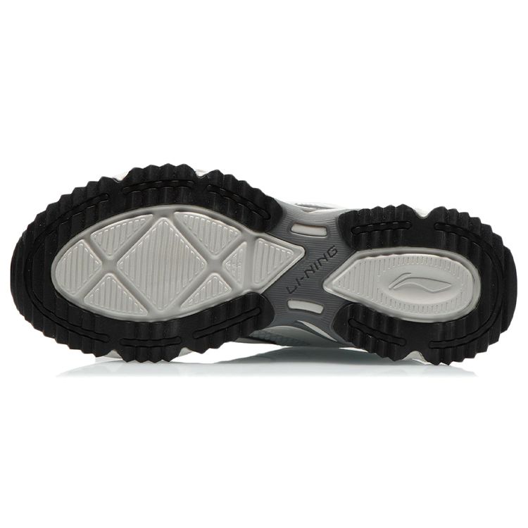LiNing Fabric Shock Absorbing Non-Slip Wear-Resistant Breathable Lightweight Low-Top Running Shoes Men Sneakers Gray White ARLR013-4