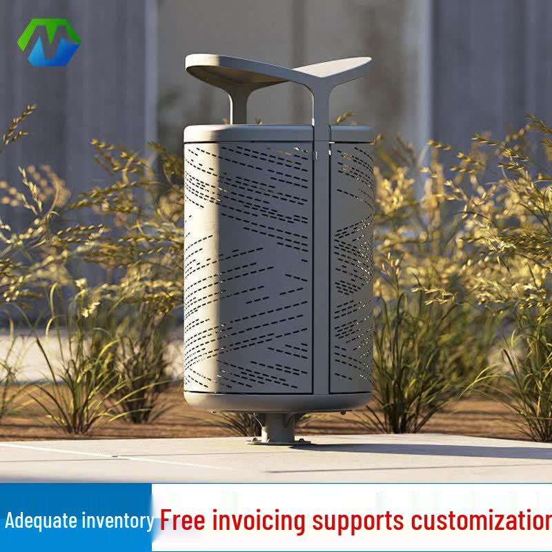 NM-10 Outdoor Stainless Steel Single-Bucket Trash Can