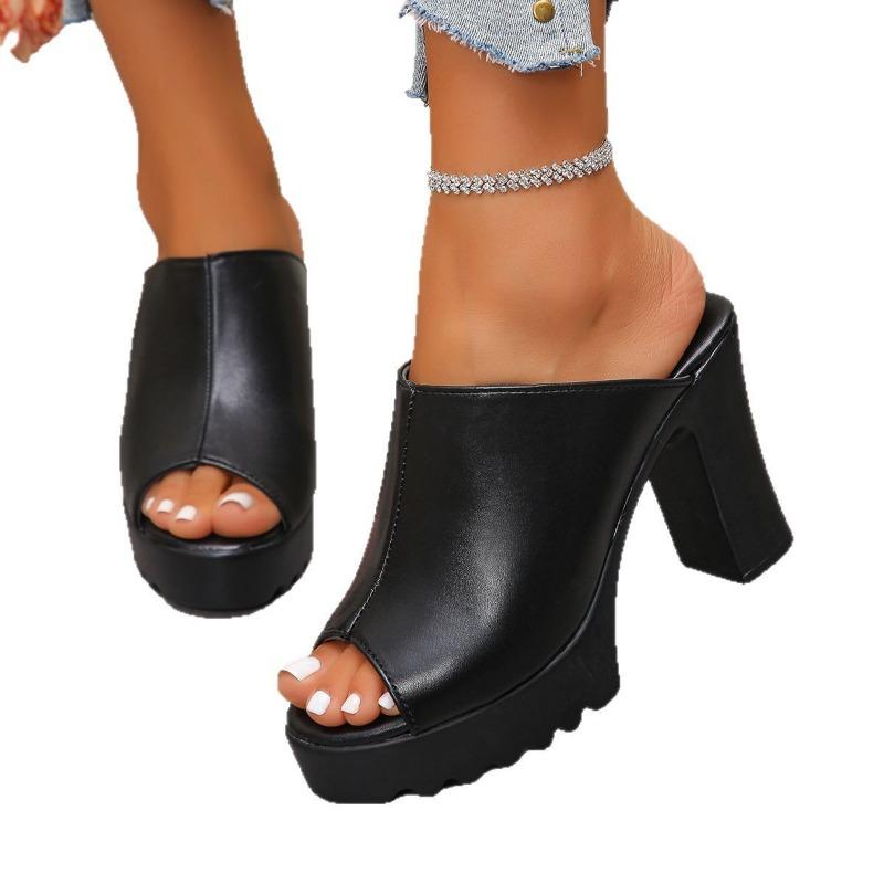 Spring and summer fashion thick heel high heels fish mouth women's shoes new water platform platform platform women's cool slippers