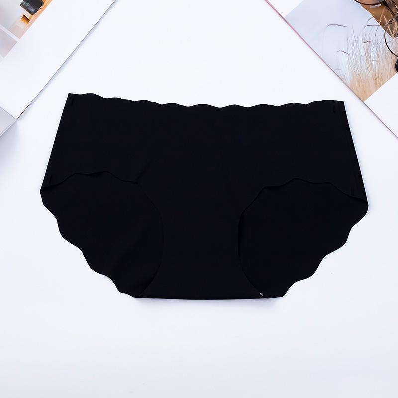 Fashionable Women's Underwear Wave Edge Solid Color Comfortable Breathable Summer Thin Low Waist Plus Size Women's Triangle Panties