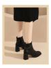 2025 Women's French Autumn/Winter Square Toe Chunky Heel High Heel Boots - Fashionable and Versatile British Style