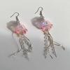 Transparent Iron Jellyfish Earrings Natural Stone Trendy S-Shaped Chain Tassel Hand-Crafted Beaded Design Cross-Border