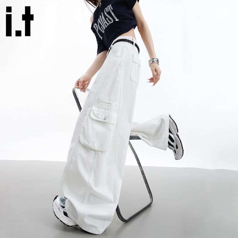 Fingercroxxit Women s High-Waist Multi-Pocket Wide-Leg Jeans XL