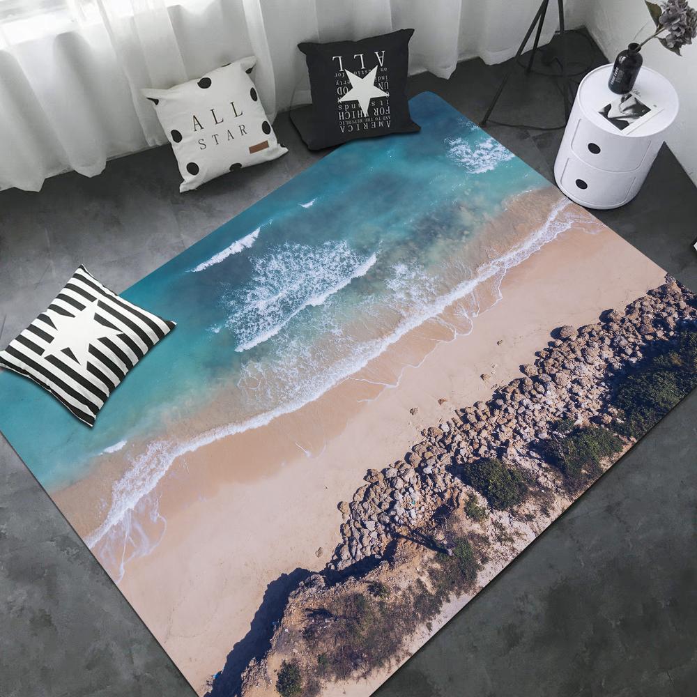 Large Waves Beach Floor Mat Nordic Style Home Doormat Bathroom-Toilet Mats Bedroom Hotel Decor Mat