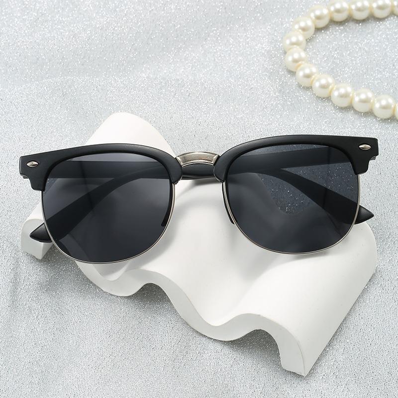 Classic Retro Half Frame Sunglasses Fashion Men Women Large Frame Sun Glasses Outdoor Travel Driving Sunglasses UV400 Protection
