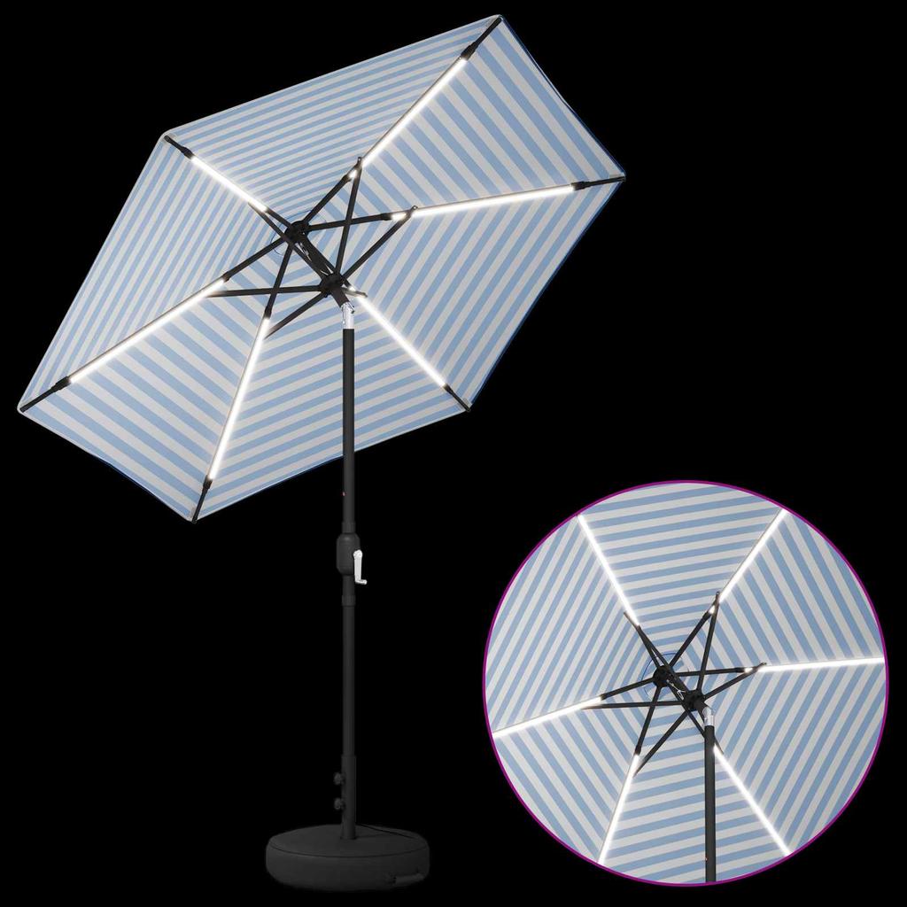 Garden Umbrella with LED Lights and Base 230 X 230 Cm