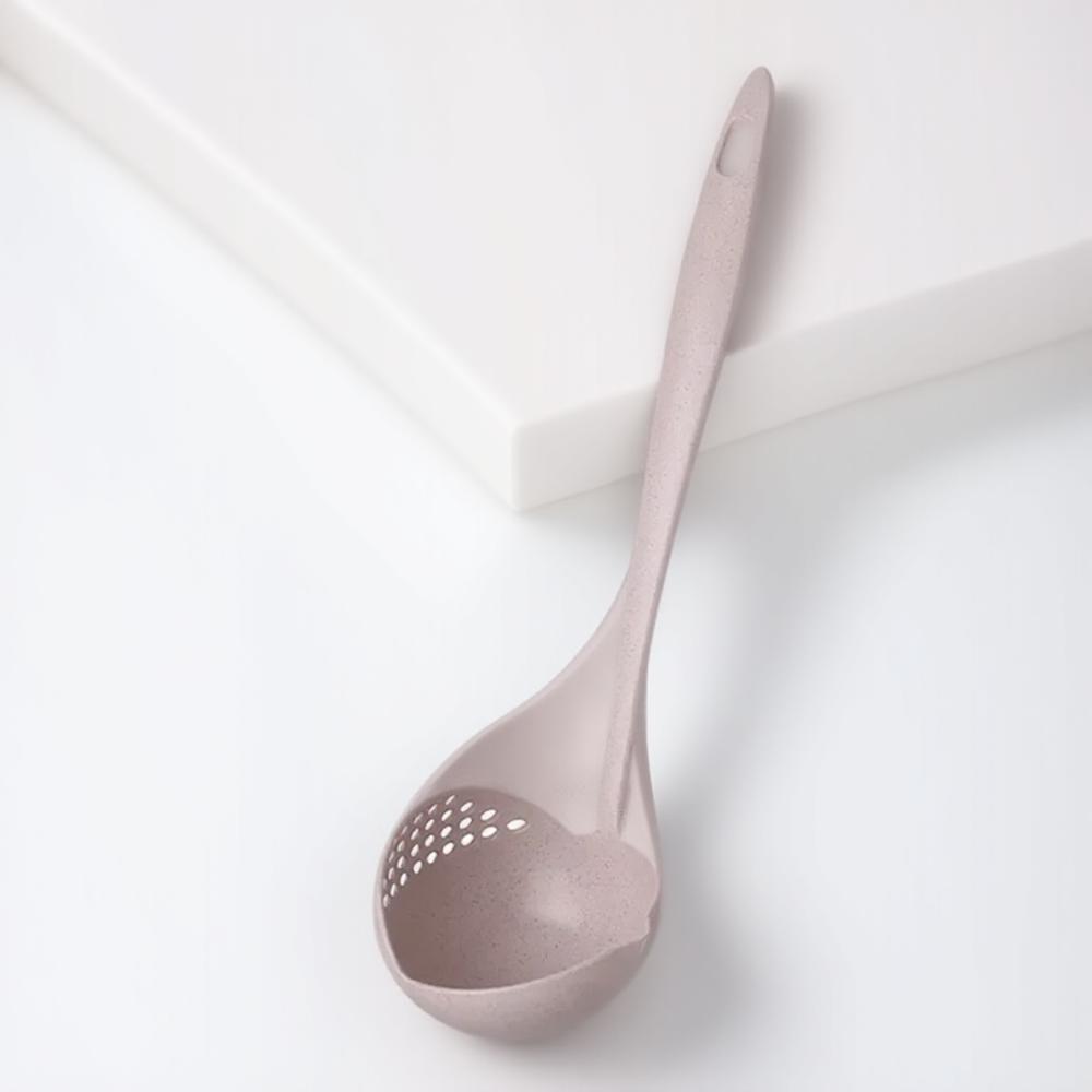 

2 in 1 Long Handle Soup Spoon Strainer Home Cooking Colander Kitchen Ladle Dual Use Tableware бежевий