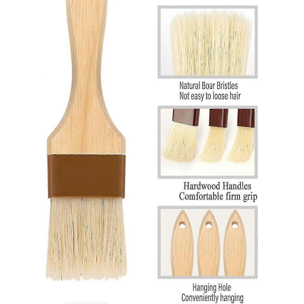 2026 2-Piece Natural Bristle Pastry Brushes, 2-Inch Basting & Sauce Tools