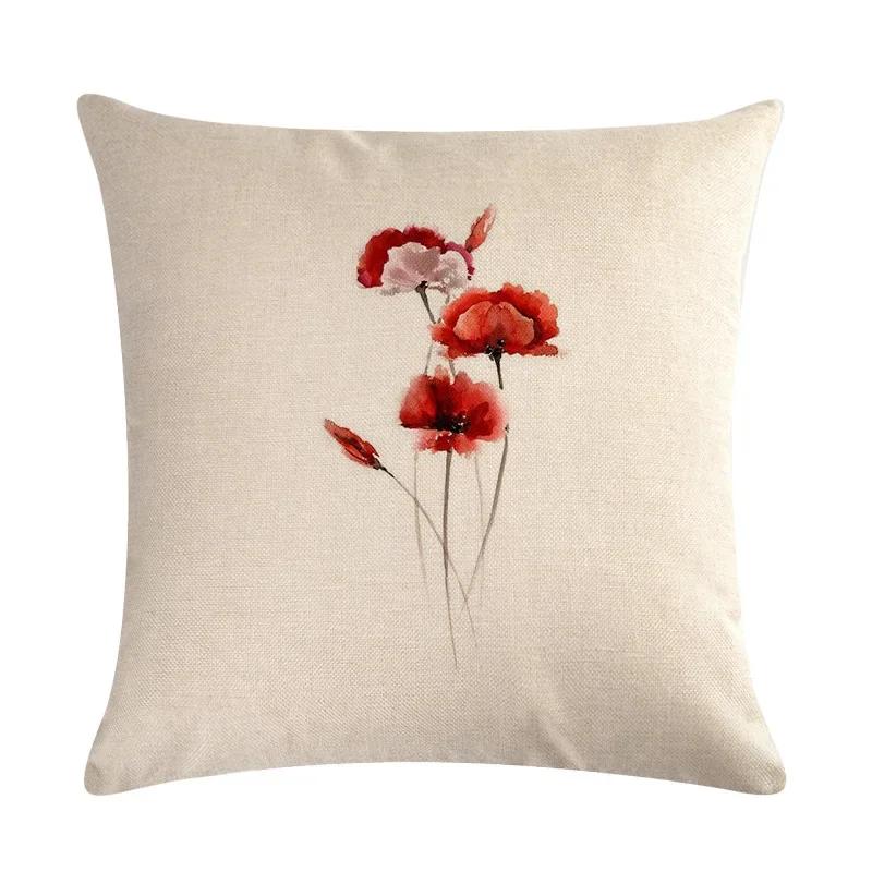 Dandelion Linen Pillowcase Sofa Car Waist Cushion Cover Home Soft Room Gift Printed On One Side 45*45Cm