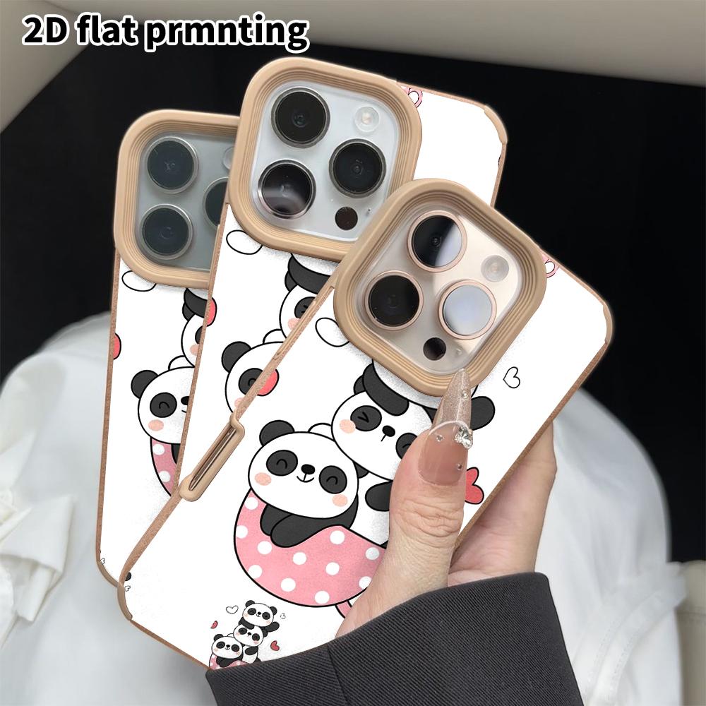 Phone Case: 2D Flat Lambskin Suitable for iPhone 18 17 16 15 14 13 Pro Film Protective Case, Stacked Panda, Christmas and Halloween Gift