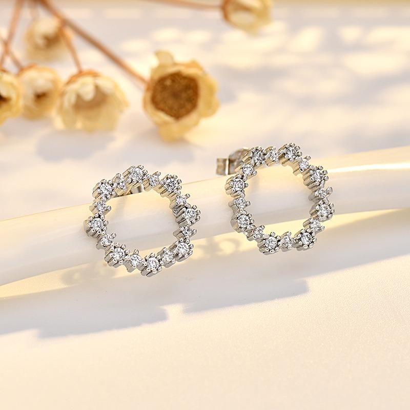 New Zircon Ring Earrings for Women Simple Niche Design and Personalized Versatile Earrings Trendy Earrings