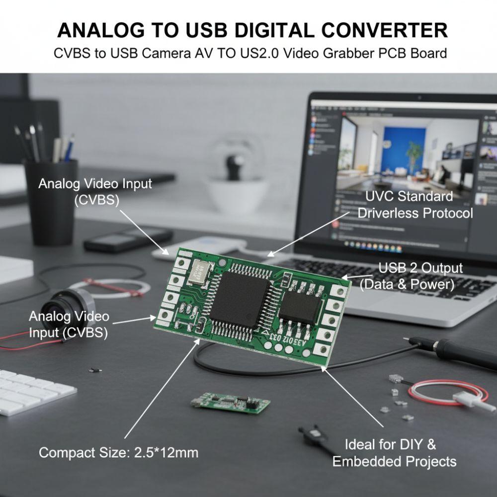 Analogově-digitální převodník s nízkou latencí CVBS na USB Video adaptér CVBS Potřeby pro kamery