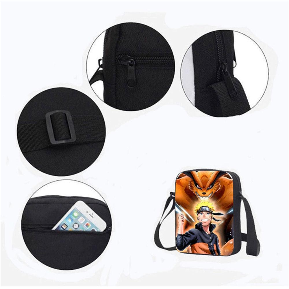 Cartoon Adjustable Straps NARUTO Shoulder Bags Light Weight Crossbody Bags For Boys & Girls Age 6-10, Secure Zipper Closure.