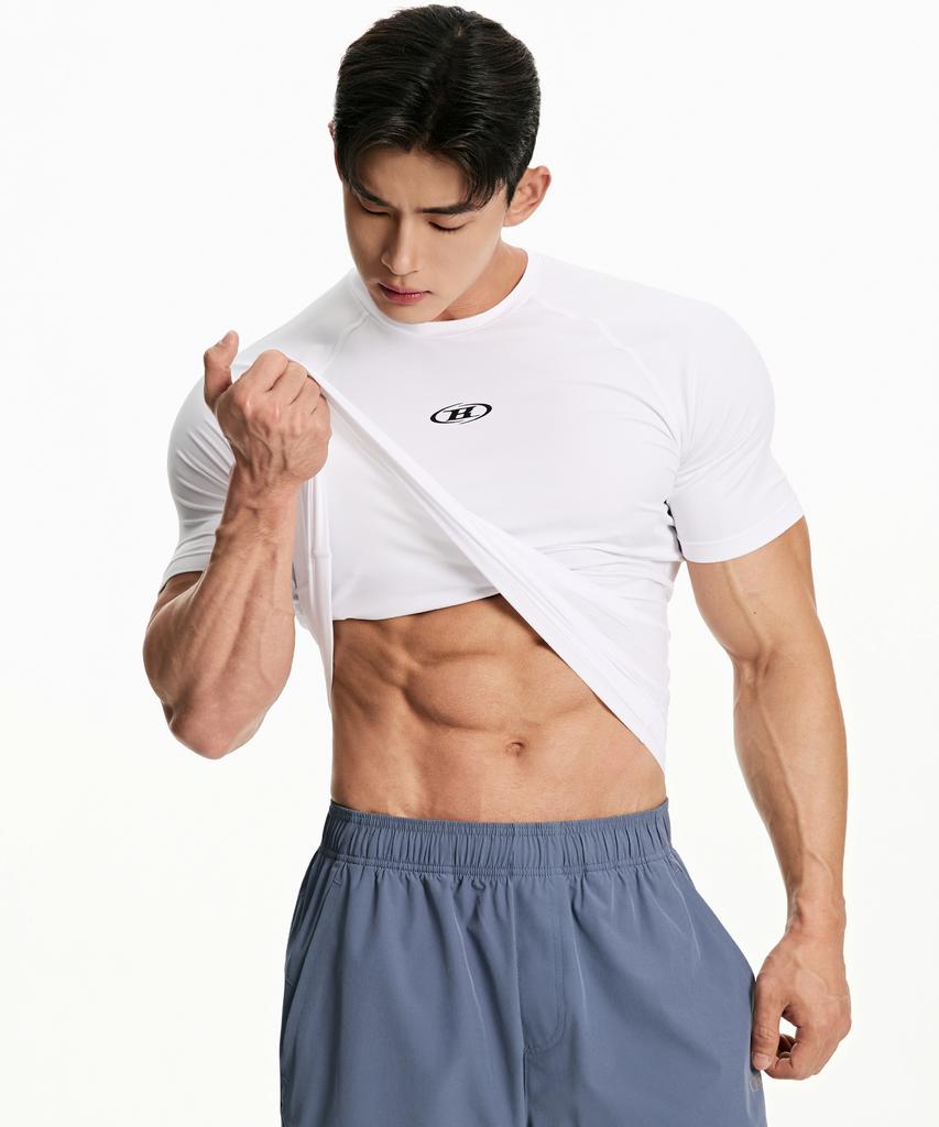 BORN TO WIN Symbol B Compression Short Sleeve [White]