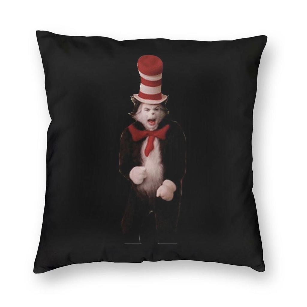 Cat In The Hat Scared Scream Square Pillowcase Polyester Linen Velvet Creative Zip Decorative Throw Pillow Case Car
