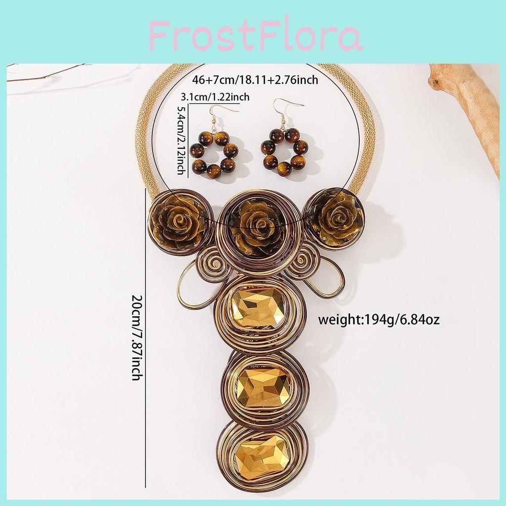 European Style Jewelry Set With Crystals And Resin Flower Accents For Women And Men