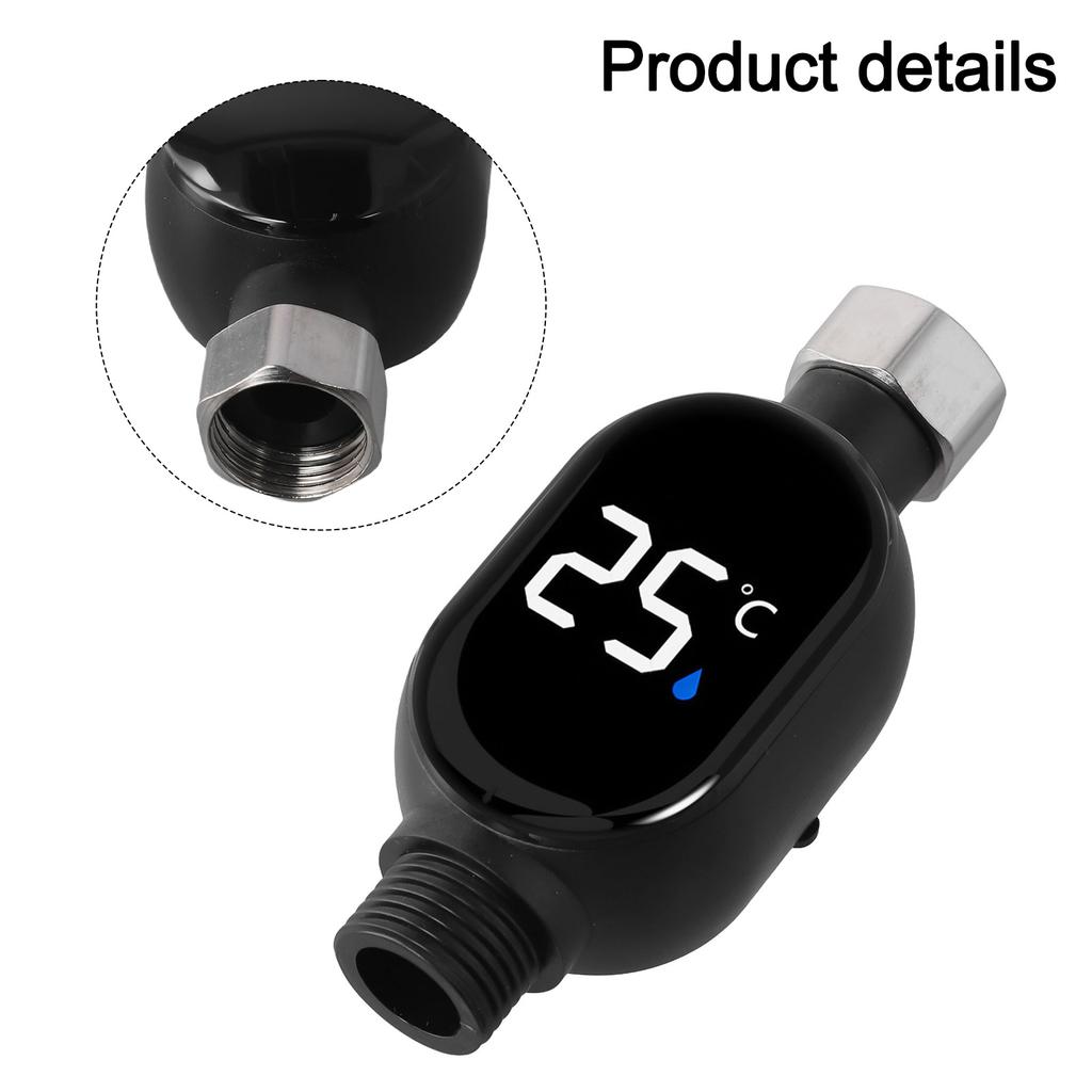 Black Intelligent LED Thermometer Battery Powered Device Battery Powered Child Bath Safety Monitor Large LED Display