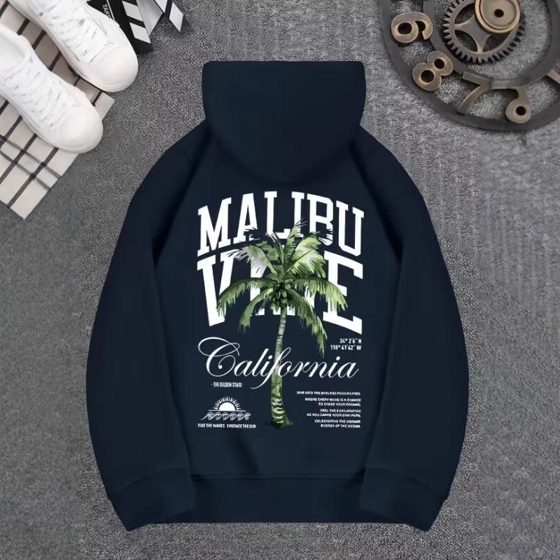 Men's Coconut Tree Print Hooded Sweatshirt