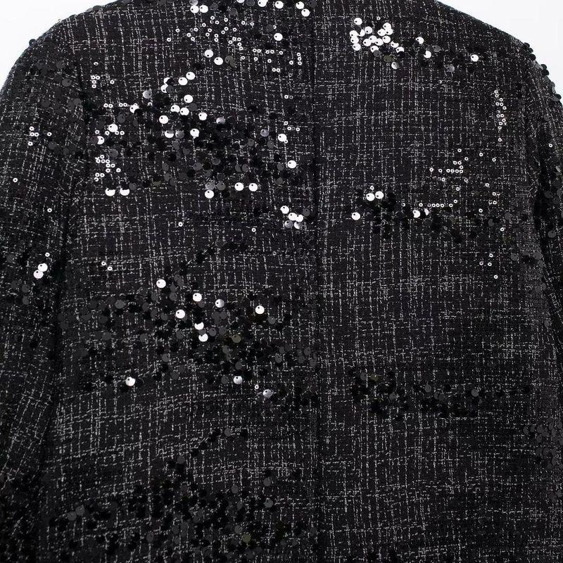 Kaslead New Arrival Women's Clothing Fashion Style Stylish Simple and Versatile Sequin Woolen Drill Buckle Outwear