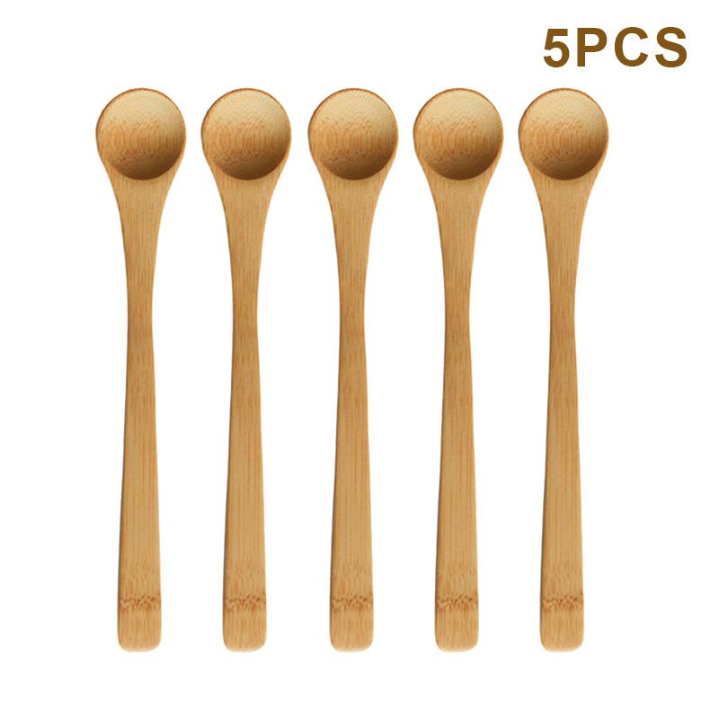 5Pcs Wooden Honey Spoon Ecofriendly Household Tableware Bamboo Kitchen Condiment Scoop Coffee Spoon Dessert Spoon Teaspoon